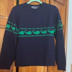 Woodstock international by Bernard Dark Blue Sweater with Green Whale Design